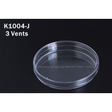 CE e FDA Certificado 90 * 15 milímetros Placa de Petri descartable com 3vents